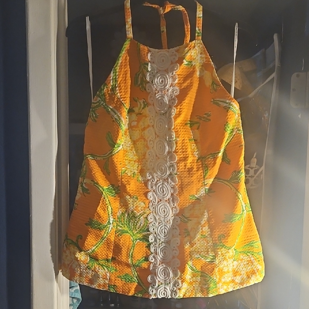 Orange Floral Halter Top